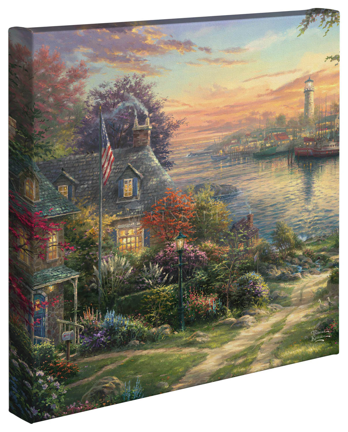 New England Harbor - 14" x 14" Gallery Wrapped Canvas - Image 2