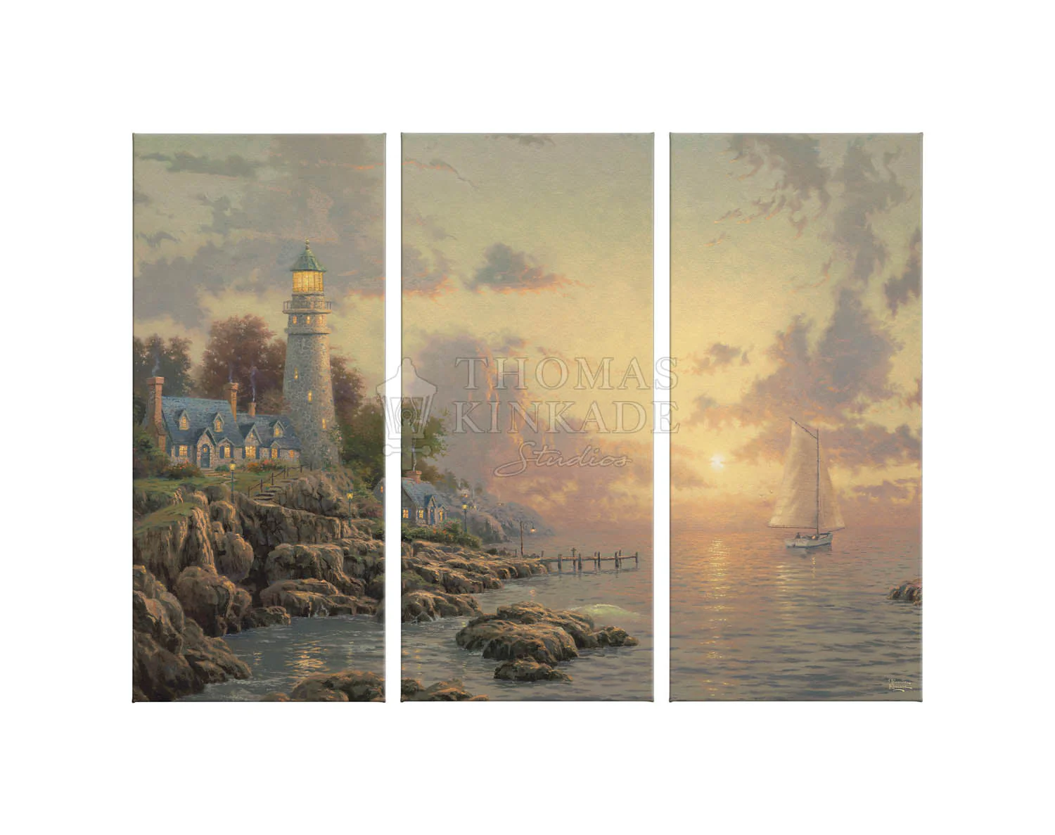 The Sea of Tranquility - 36" x 48" (Set of 3) Triptych Giclee Canvas