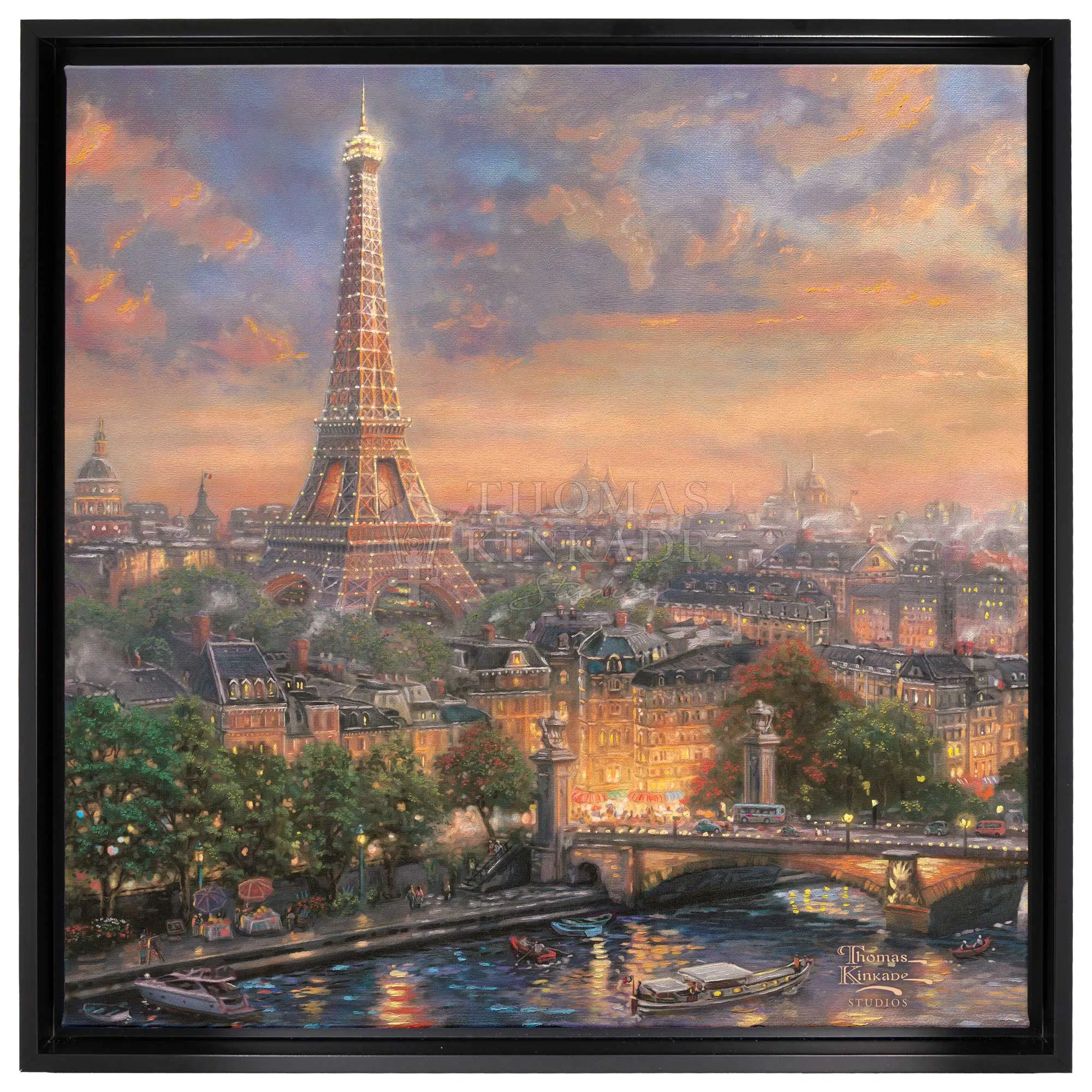 Paris, City of Love - 20" x 20" Gallery Wrapped Canvas (Onyx Black Frame)