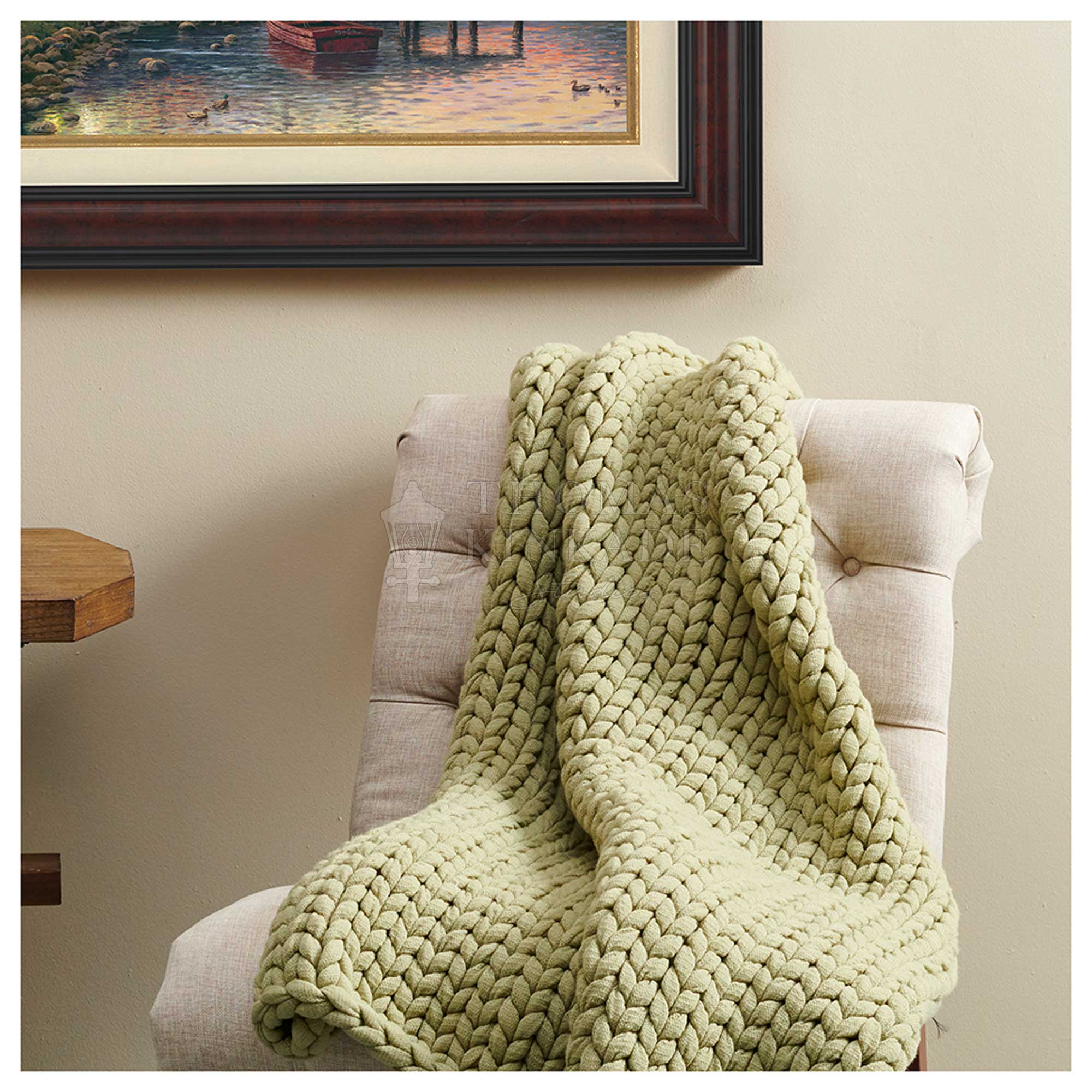 Sage Chunky Knit Throw Blanket