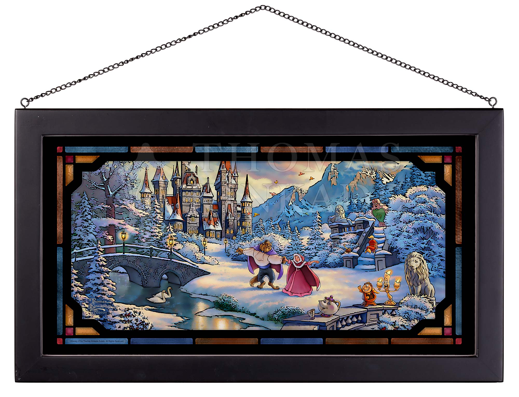 Disney Beauty and the Beast's Winter Enchantment - 13" x 23" Framed Glass Art