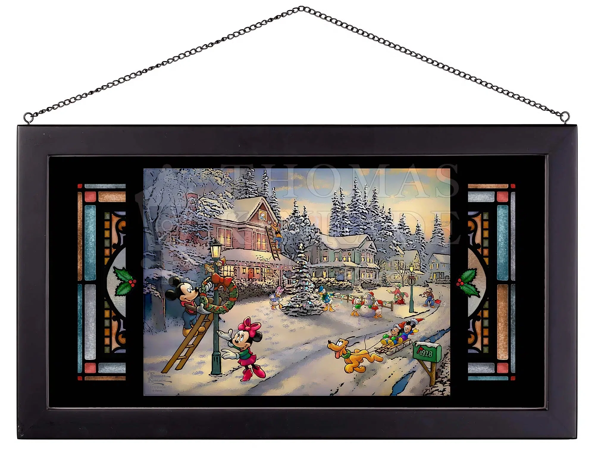 Disney Mickey's Victorian Christmas - 13" x 23" Framed Glass Art