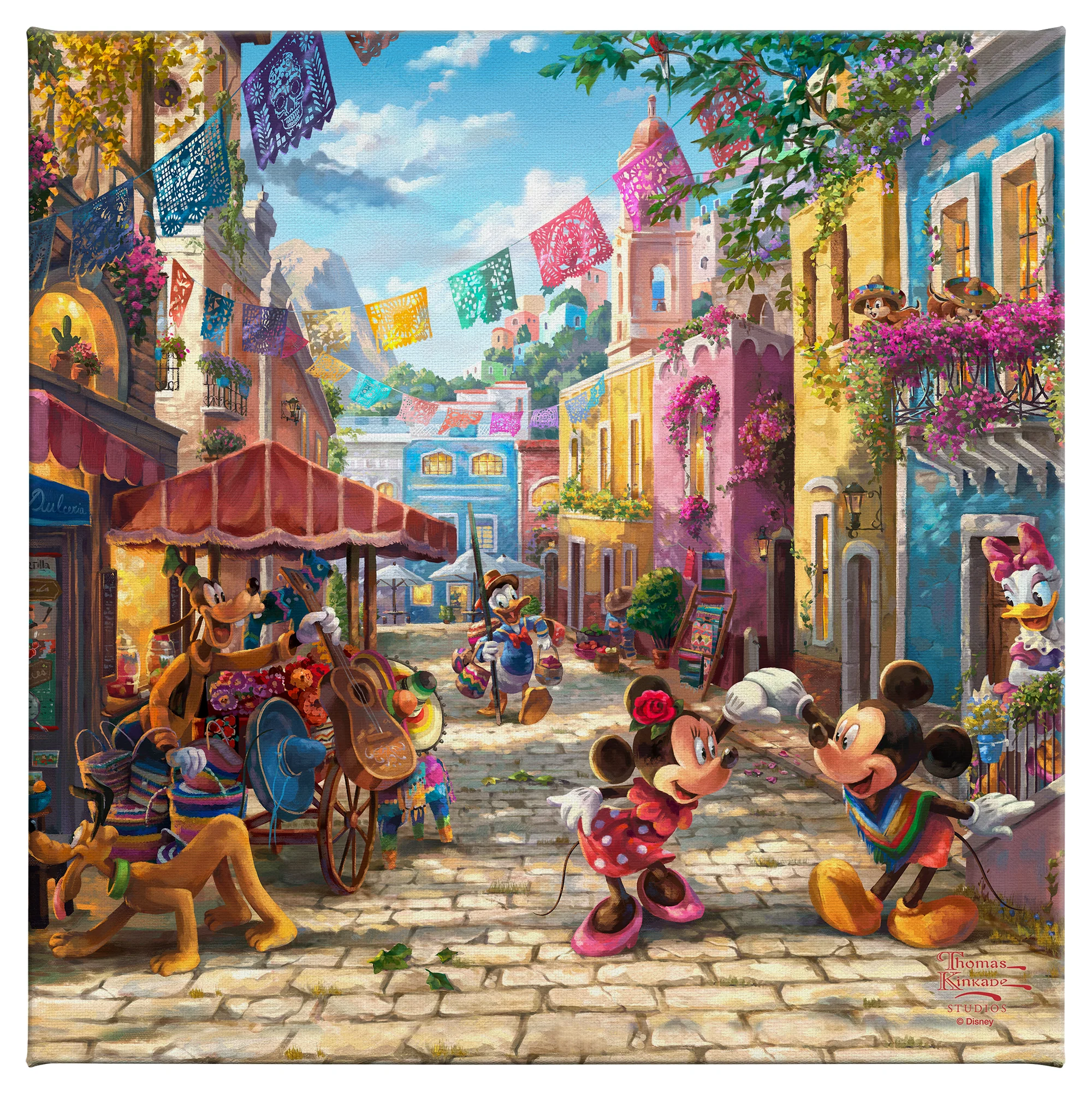 Disney Mickey and Minnie in Mexico - 14" x 14" Gallery Wrapped Canvas
