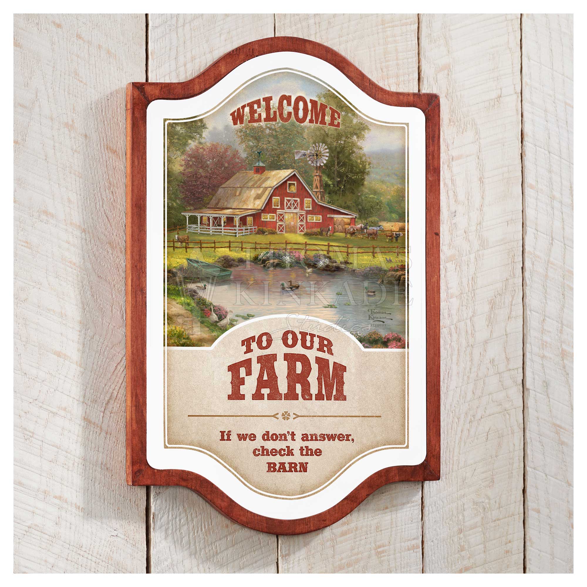Red Barn Retreat "Welcome to Our Farm" - 18" x 12" Framed Vintage Tin Sign