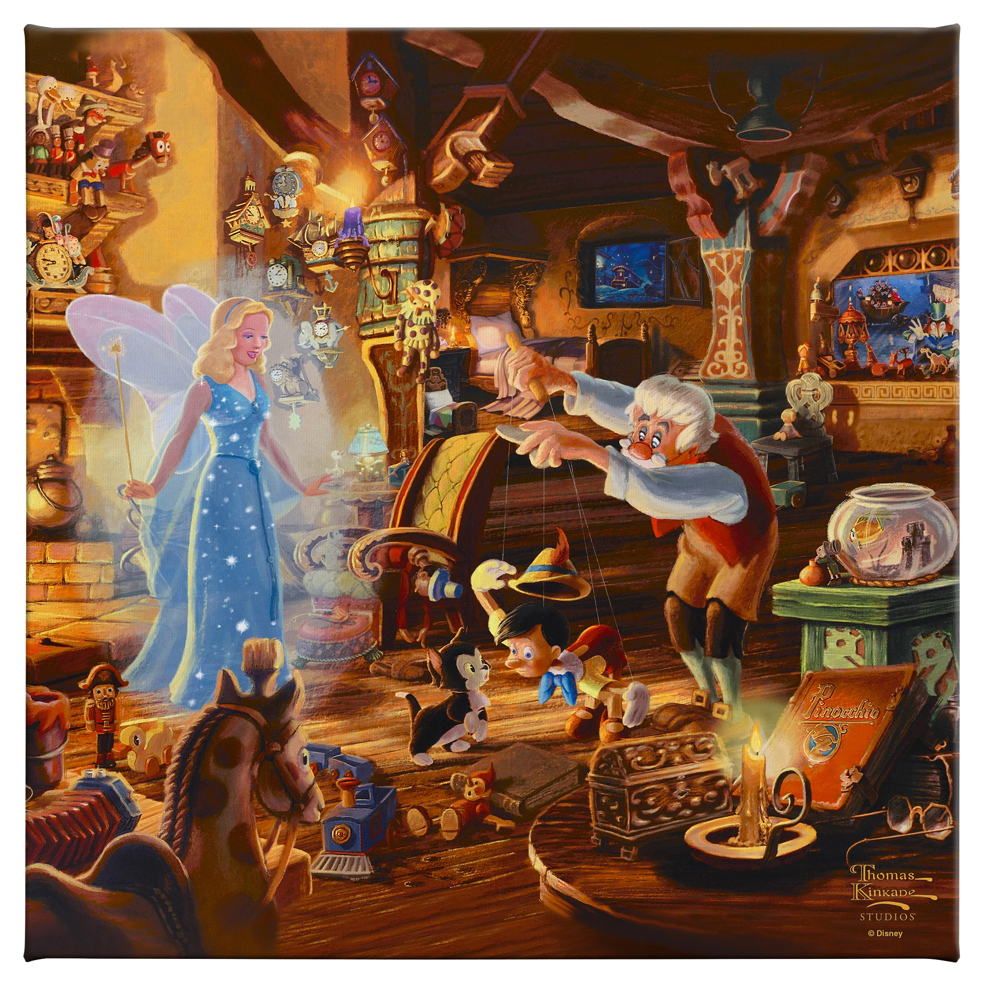 Disney Geppetto's Pinocchio - 14" x 14" Gallery Wrapped Canvas