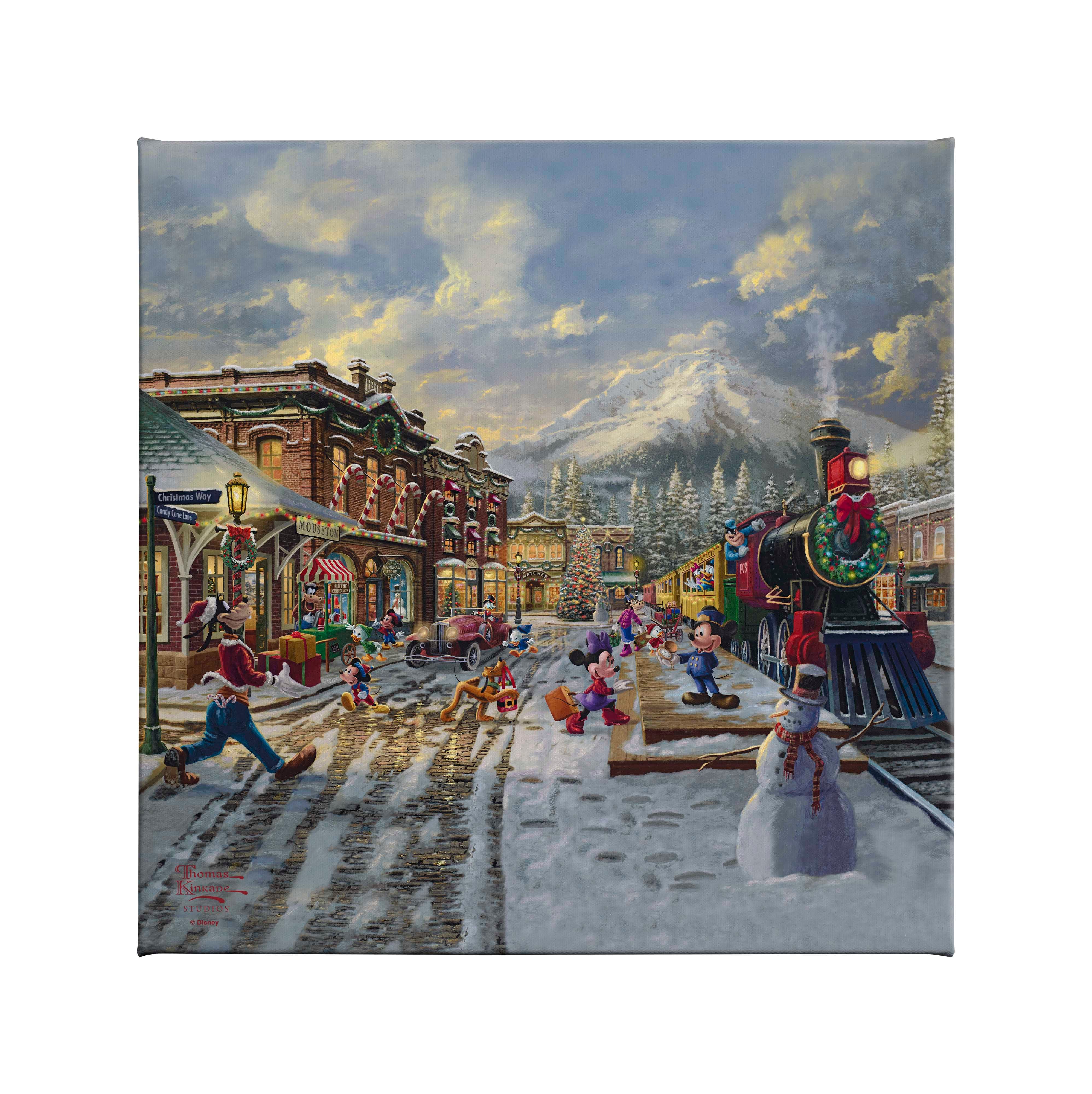 Disney Mickey and Minnie Candy Cane Express - 14" x 14" Gallery Wrapped Canvas