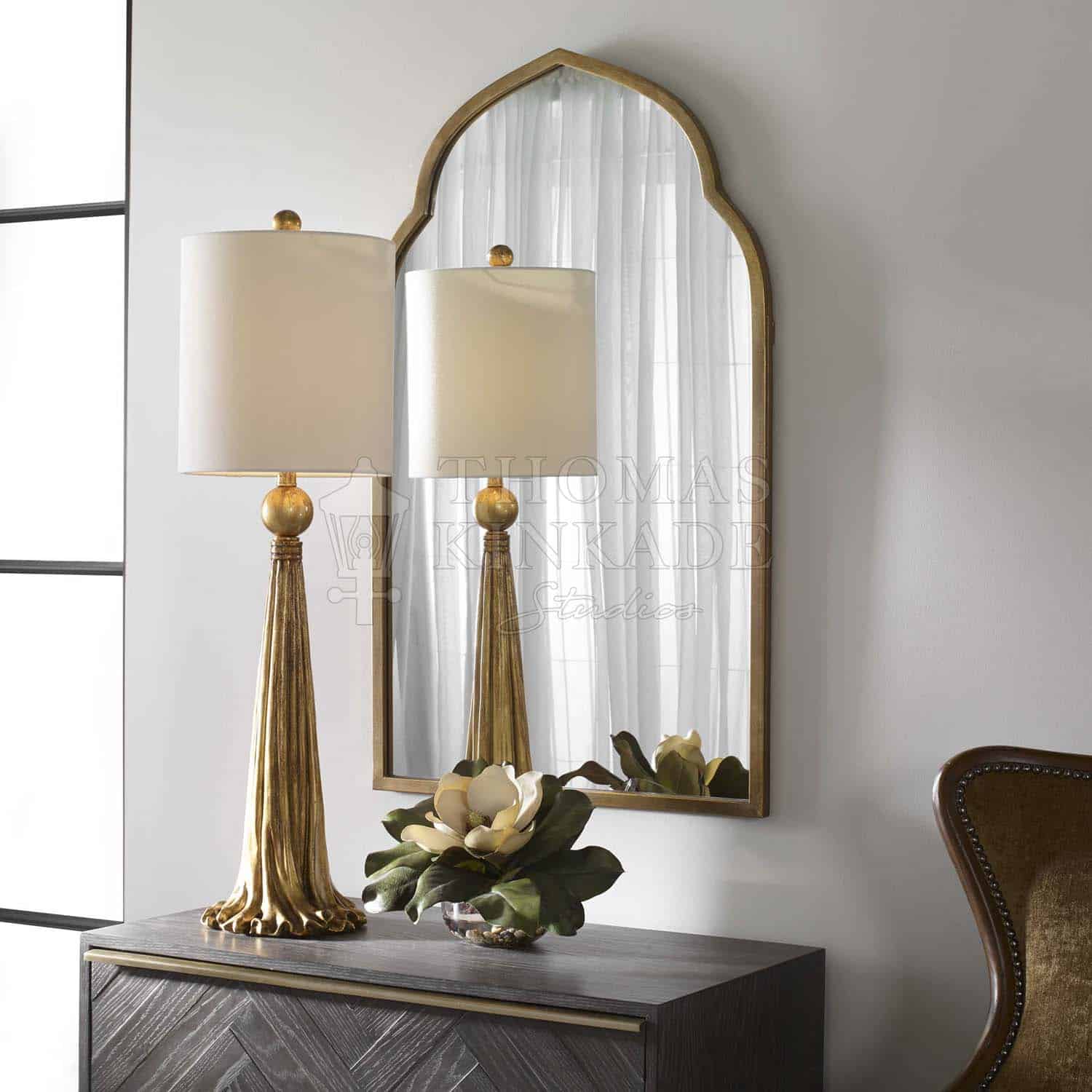 Bronzed & Linen Table Lamp