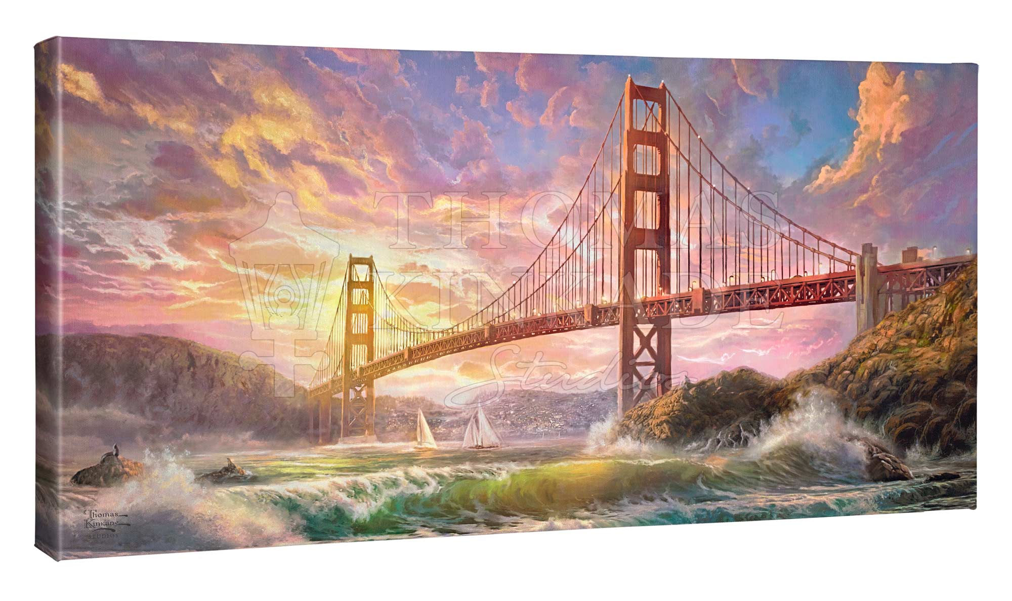 Sunset at Golden Gate Bridge - 16" x 31" Gallery Wrapped Canvas - Image 2