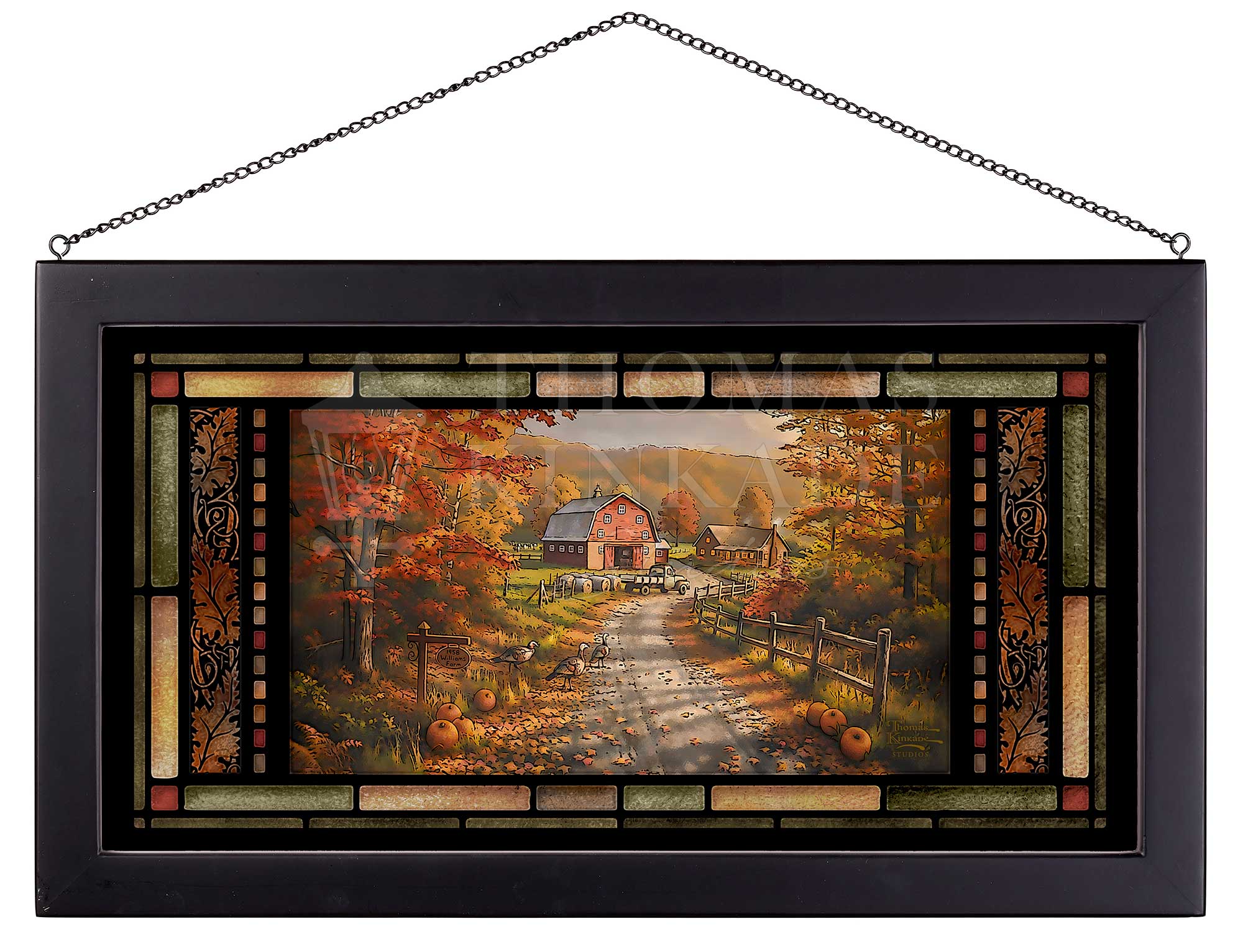 Late Afternoon on the Farm - 13" x 23" Framed Glass Art