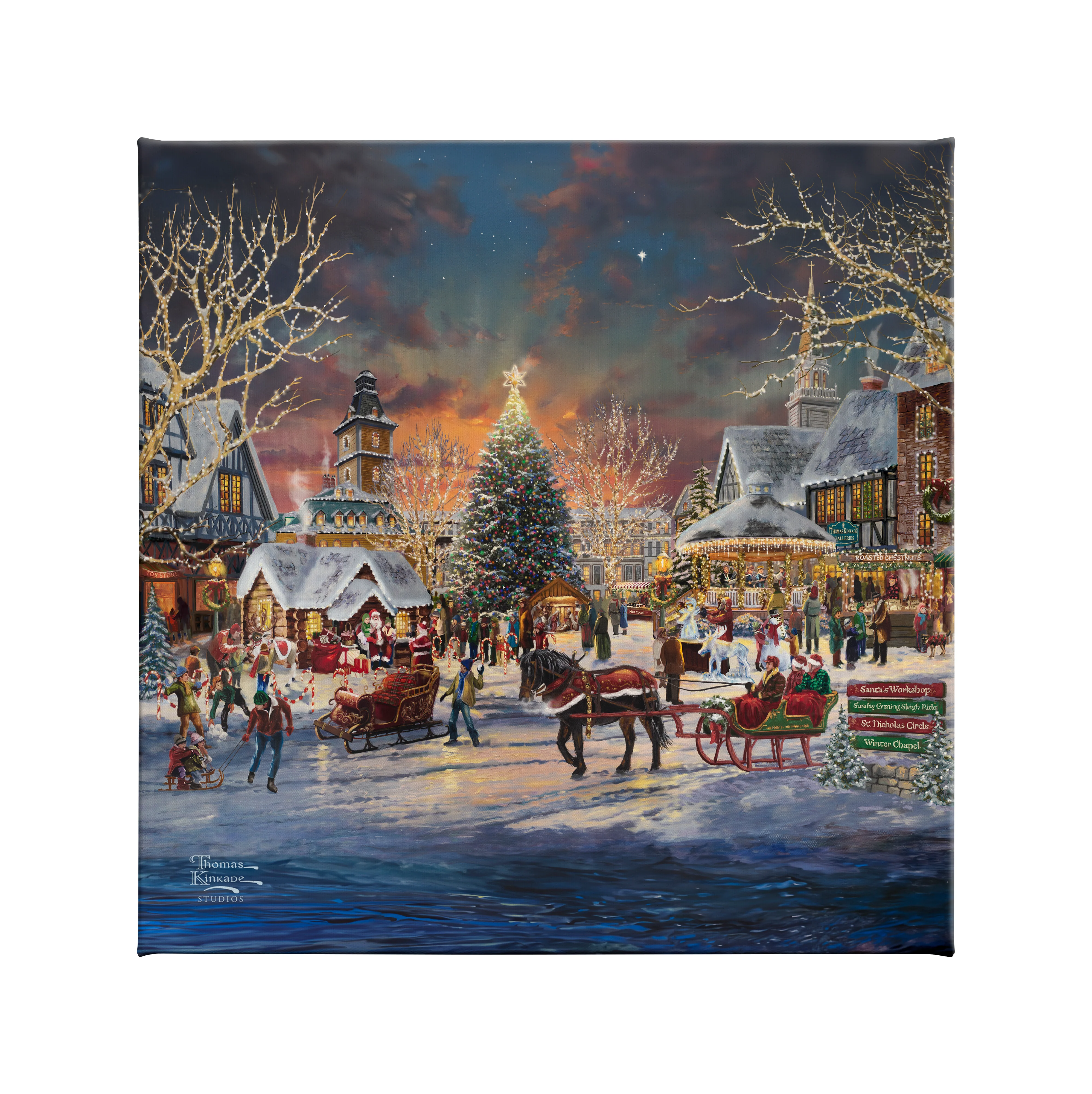The Christmas Festival - 14" x 14" Gallery Wrapped Canvas