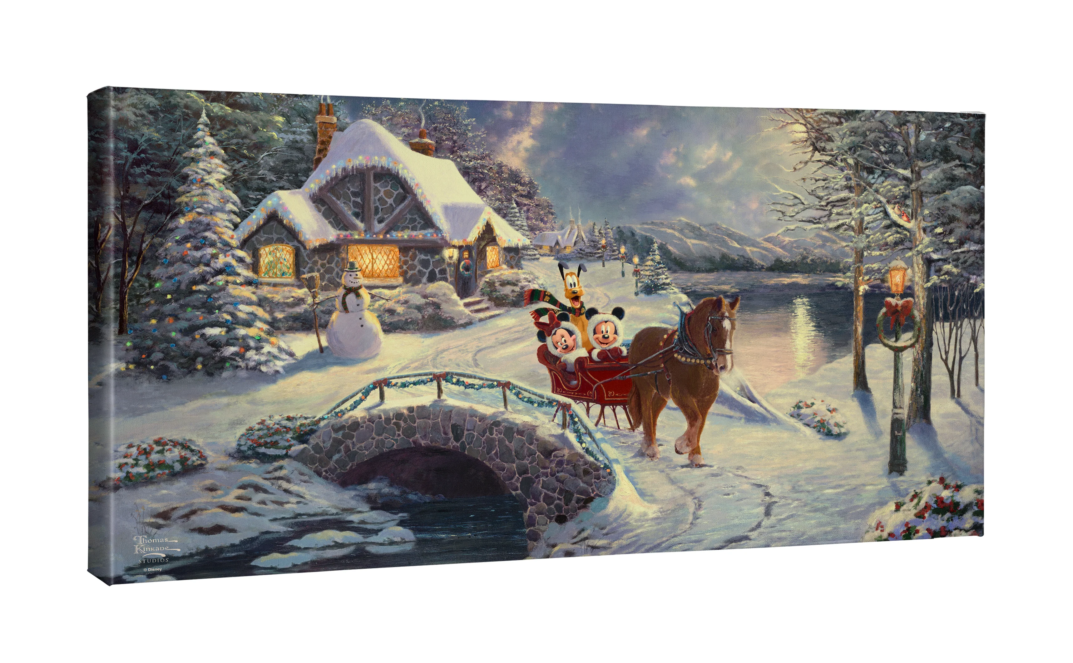 Disney Mickey and Minnie Evening Sleigh Ride - 16" x 31" Gallery Wrapped Canvas - Image 2