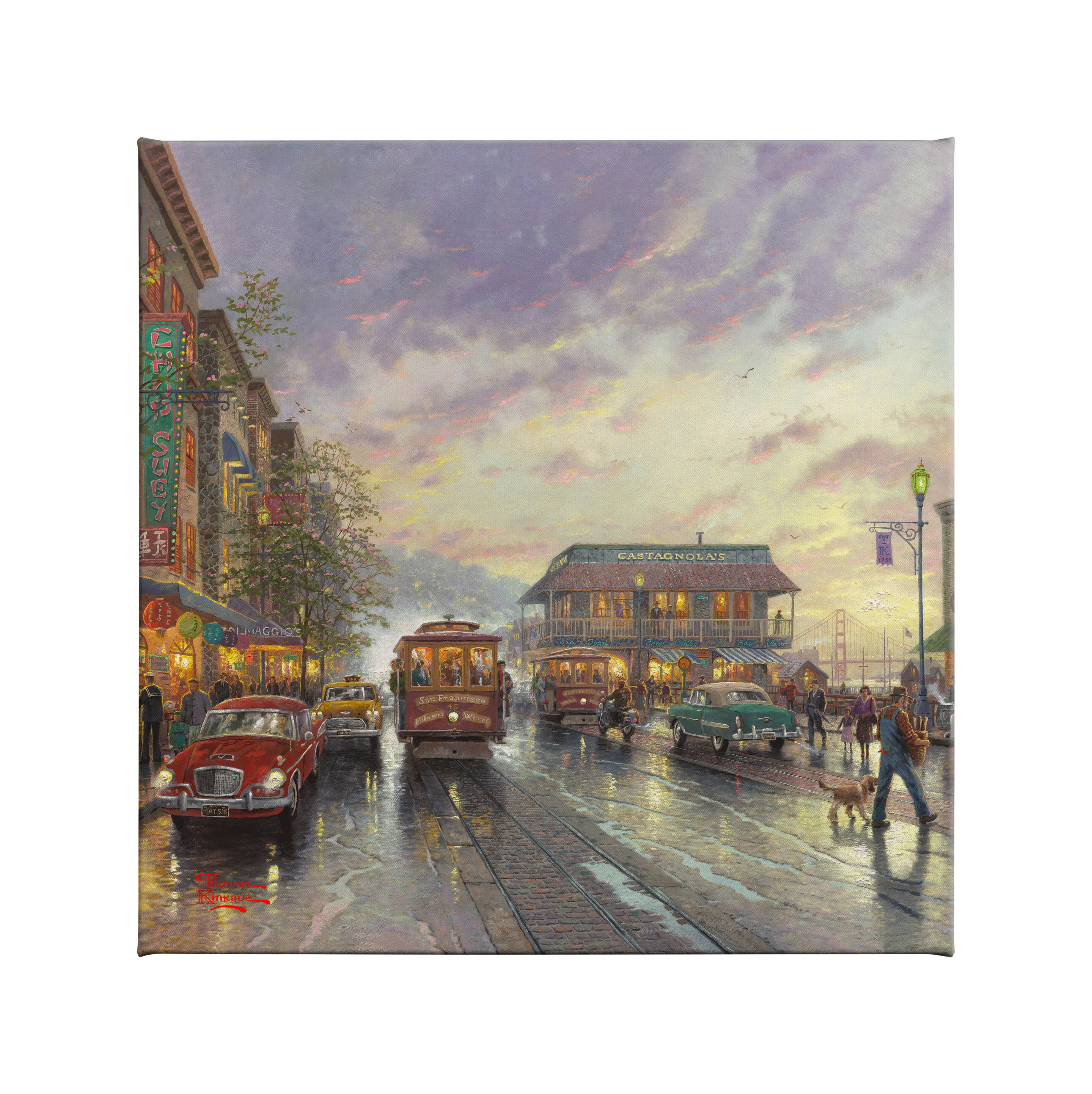 City by the Bay, Sunset on Fisherman's Wharf, San Francisco - 14" x 14" Gallery Wrapped Canvas