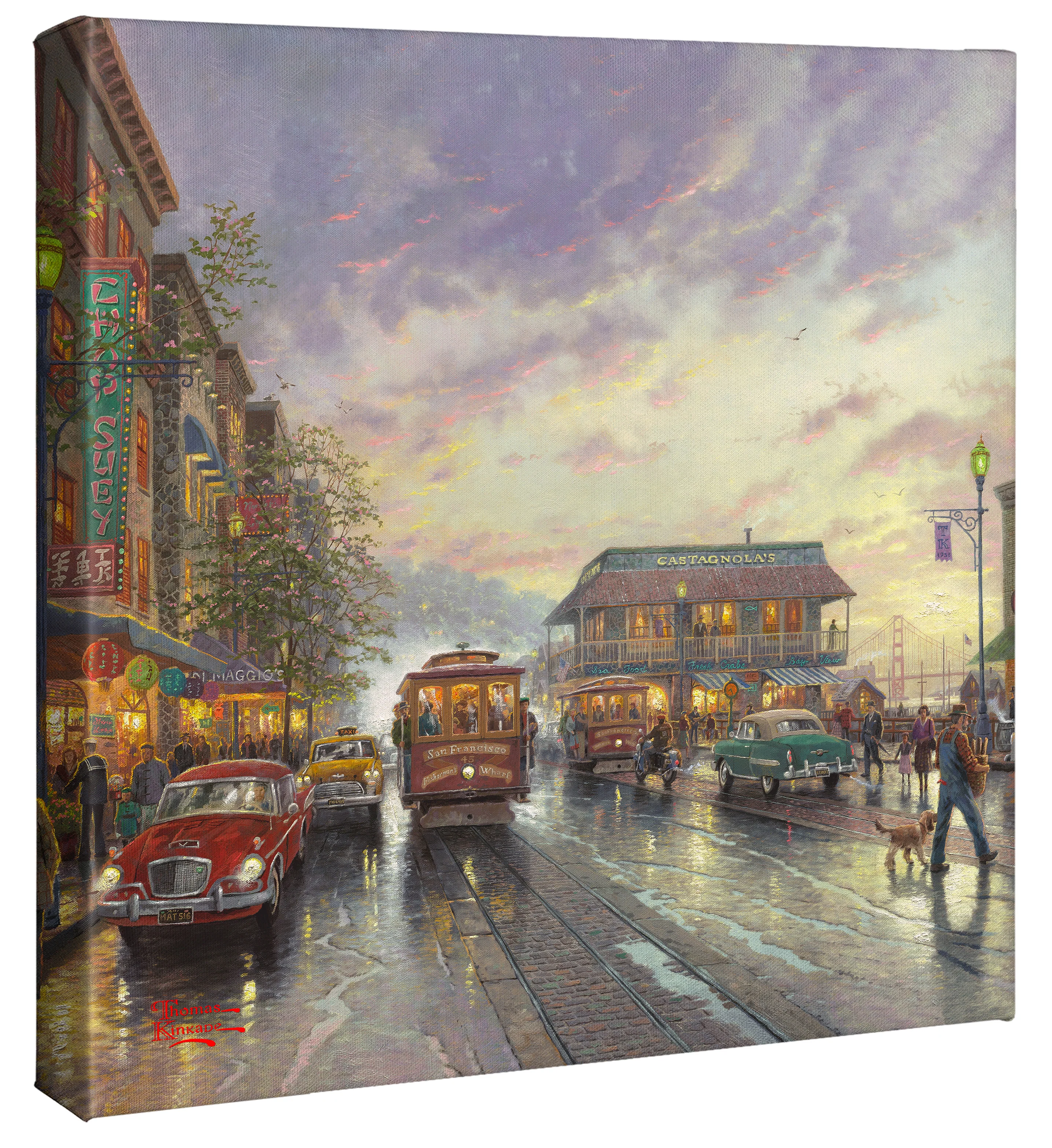 City by the Bay, Sunset on Fisherman's Wharf, San Francisco - 14" x 14" Gallery Wrapped Canvas - Image 2