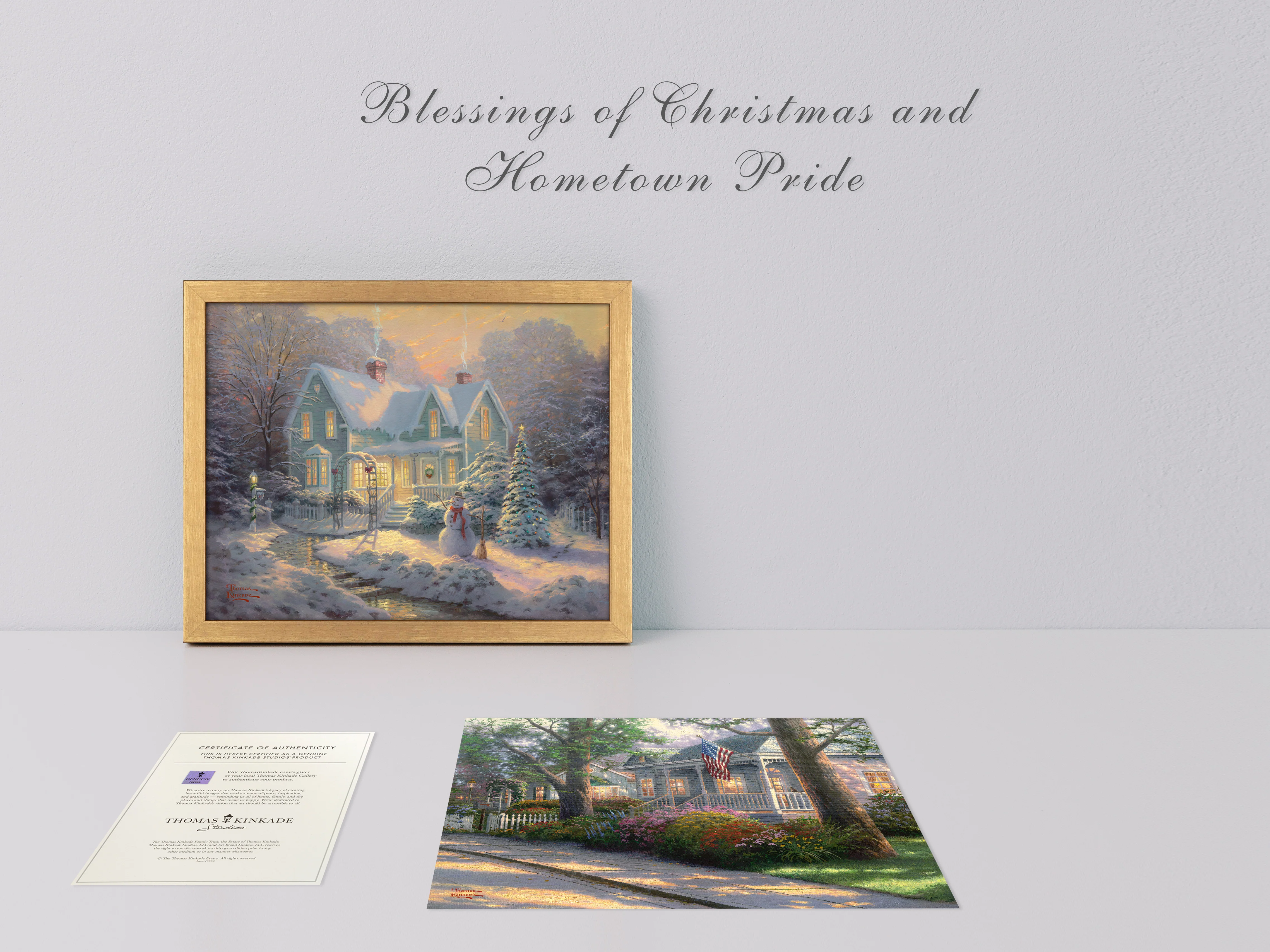 Blessings of Christmas and Hometown Pride - 11" x 14" Gold Framed Art Print (2-IN-1)