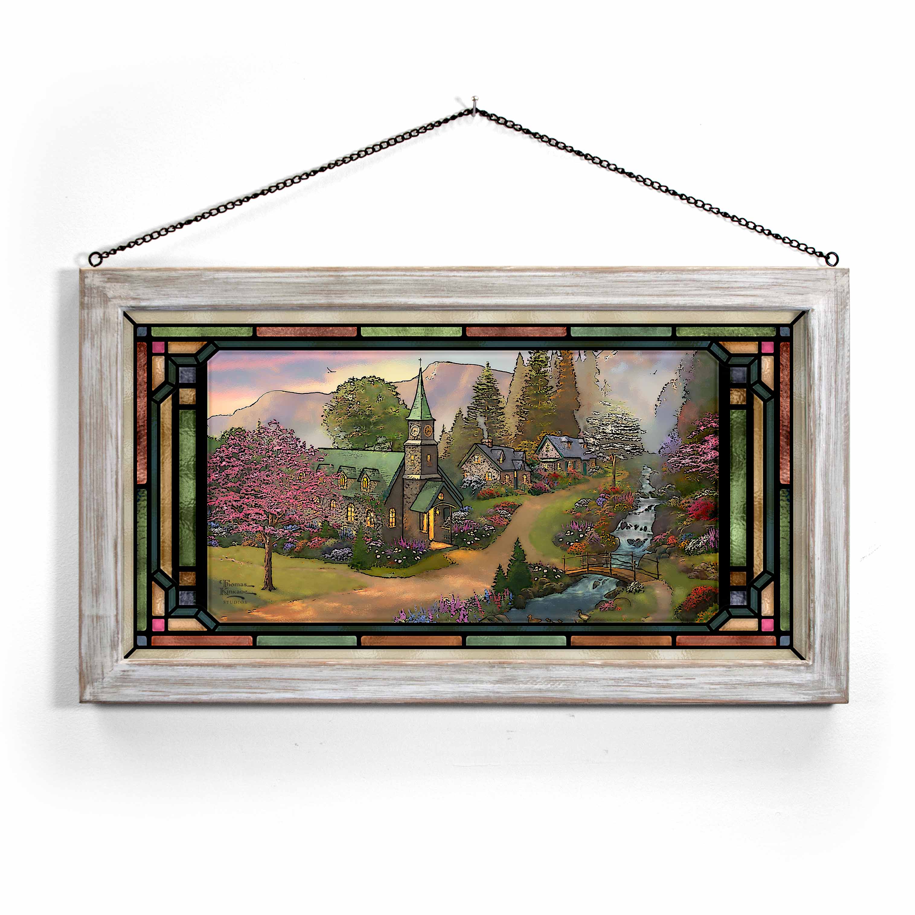 Sunday Morning Chapel - 13" x 23" Stained Glass Art