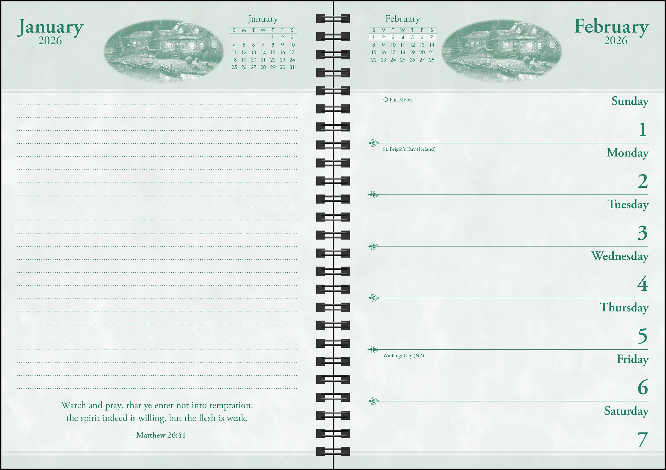 Thomas Kinkade Studios 2026 Monthly/Weekly Engagement Calendar with Scripture - Image 3