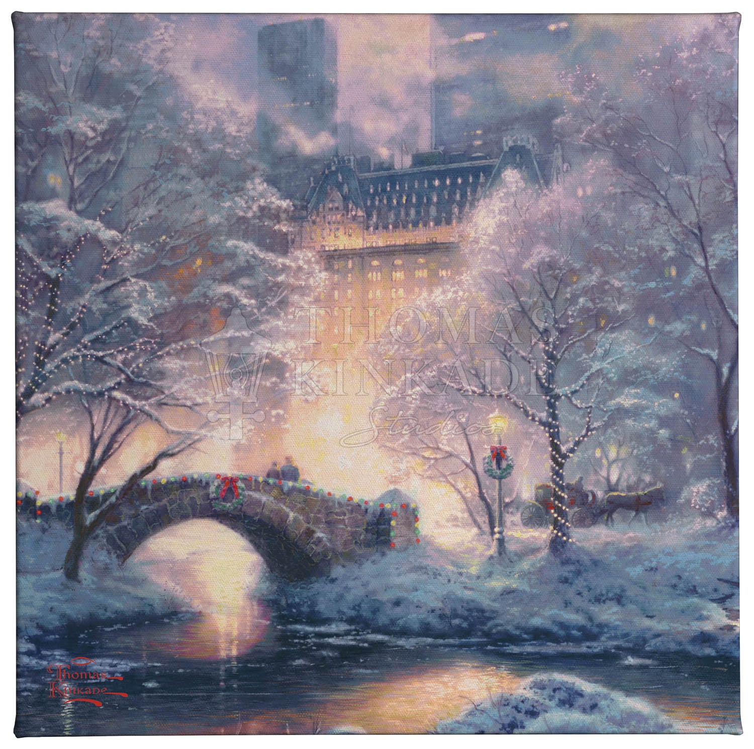 Holiday at Central Park - 14" x 14" Gallery Wrapped Canvas