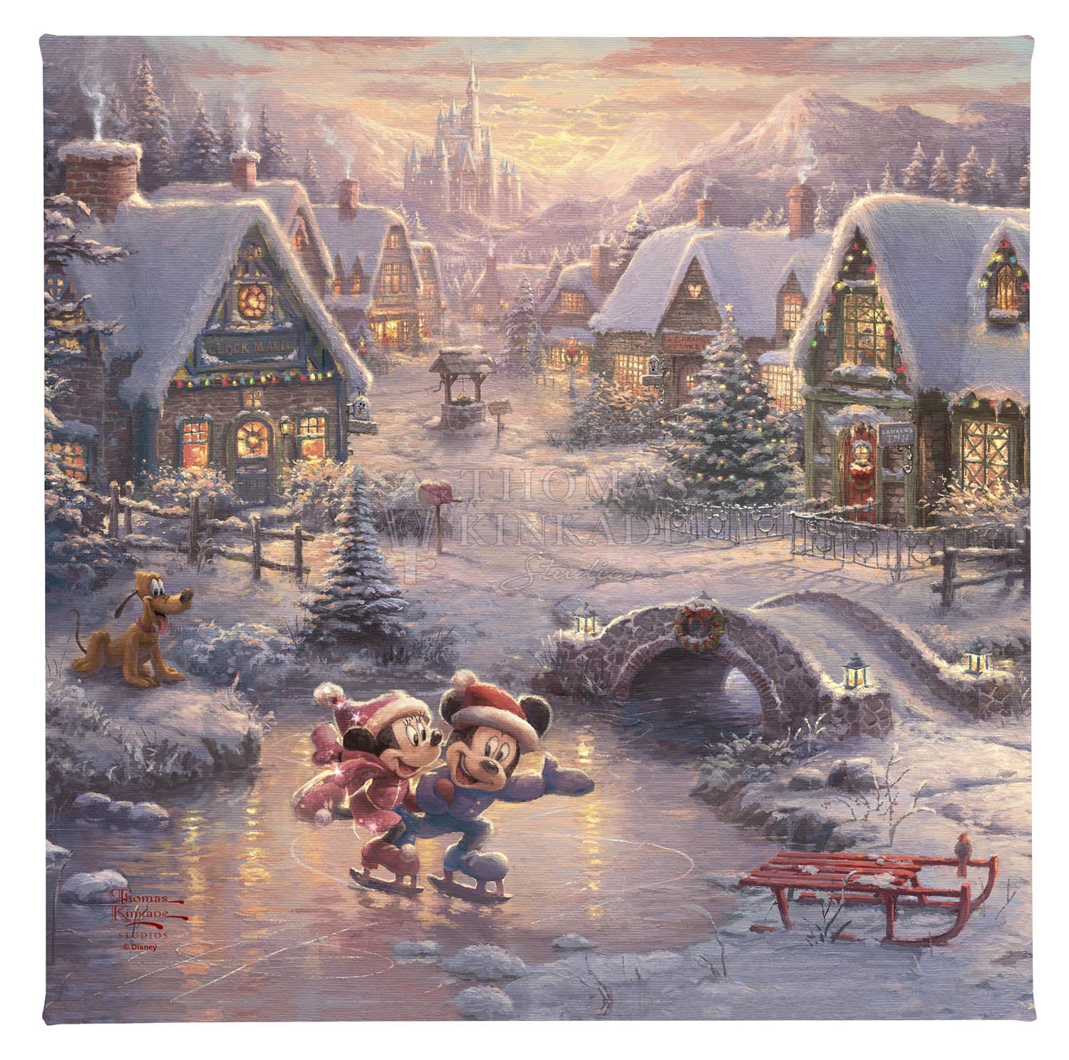 Disney Mickey and Minnie - Sweetheart Holiday - 14" x 14" Gallery Wrapped Canvas