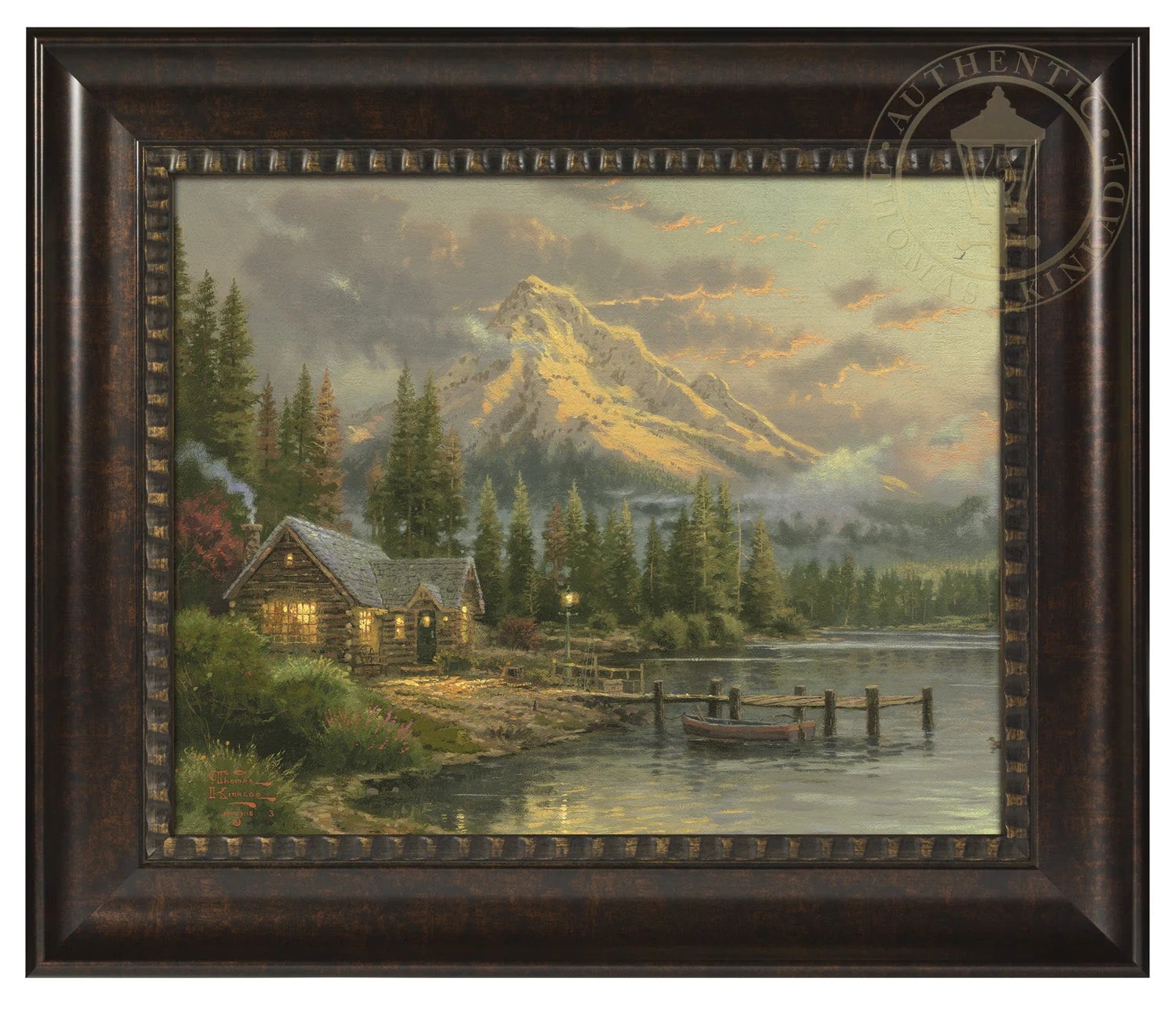 Lakeside Hideaway - 16" x 20" Brushstroke Vignette (Rich Burl Frame)