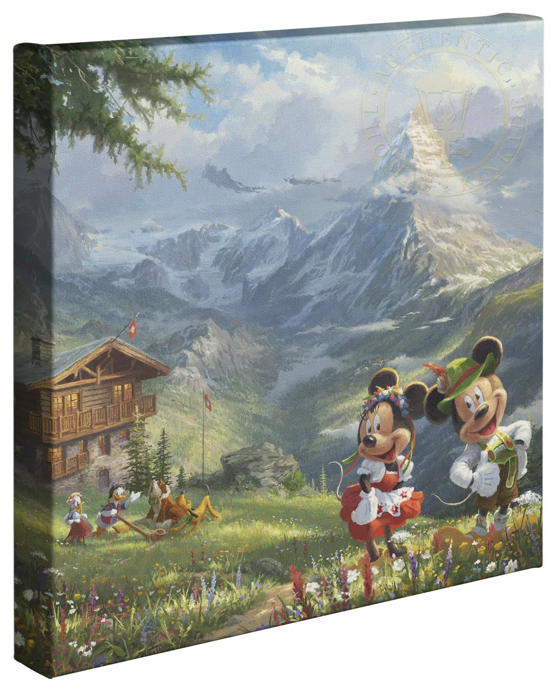 Disney Mickey and Minnie in the Alps - 14" x 14" Gallery Wrapped Canvas - Image 2