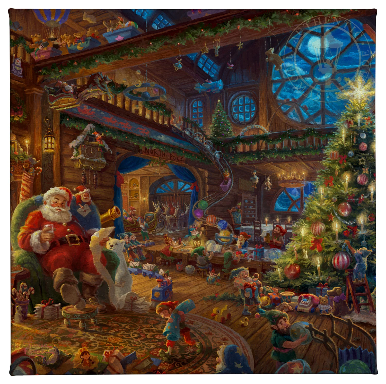 Santa's Workshop - 14" x 14" Gallery Wrapped Canvas