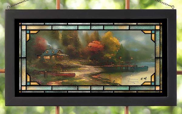 The End of a Perfect Day III - 13" x 23" Framed Glass Art (Black Frame)