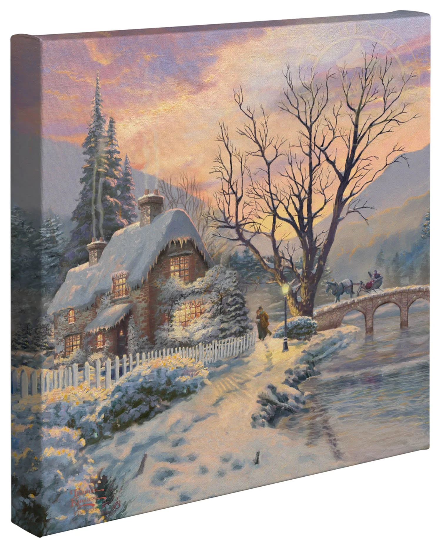 Winter Evening Gathering - 14" x 14" Gallery Wrapped Canvas - Image 2