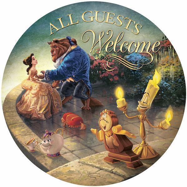 All Guest Welcome - 21" Round Wood Sign