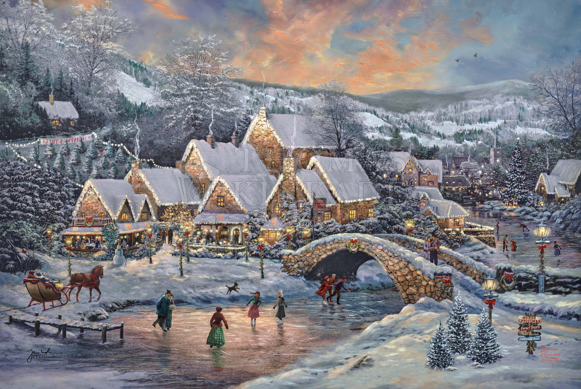 Christmas at Lamplight Village - Limited Edition Canvas - Image 17