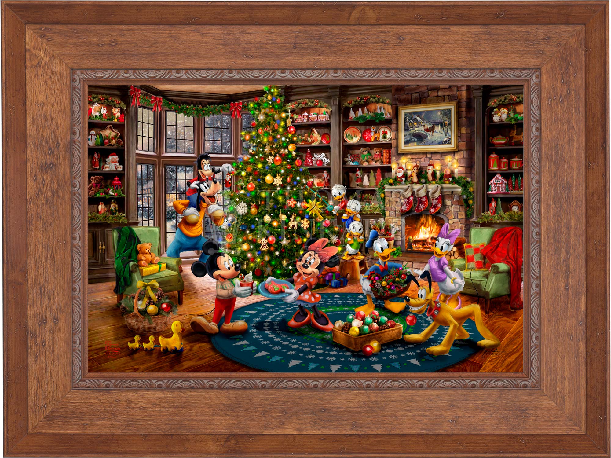Disney Mickey and Minnie Trimming the Tree - Limited Edition Canvas - Image 6