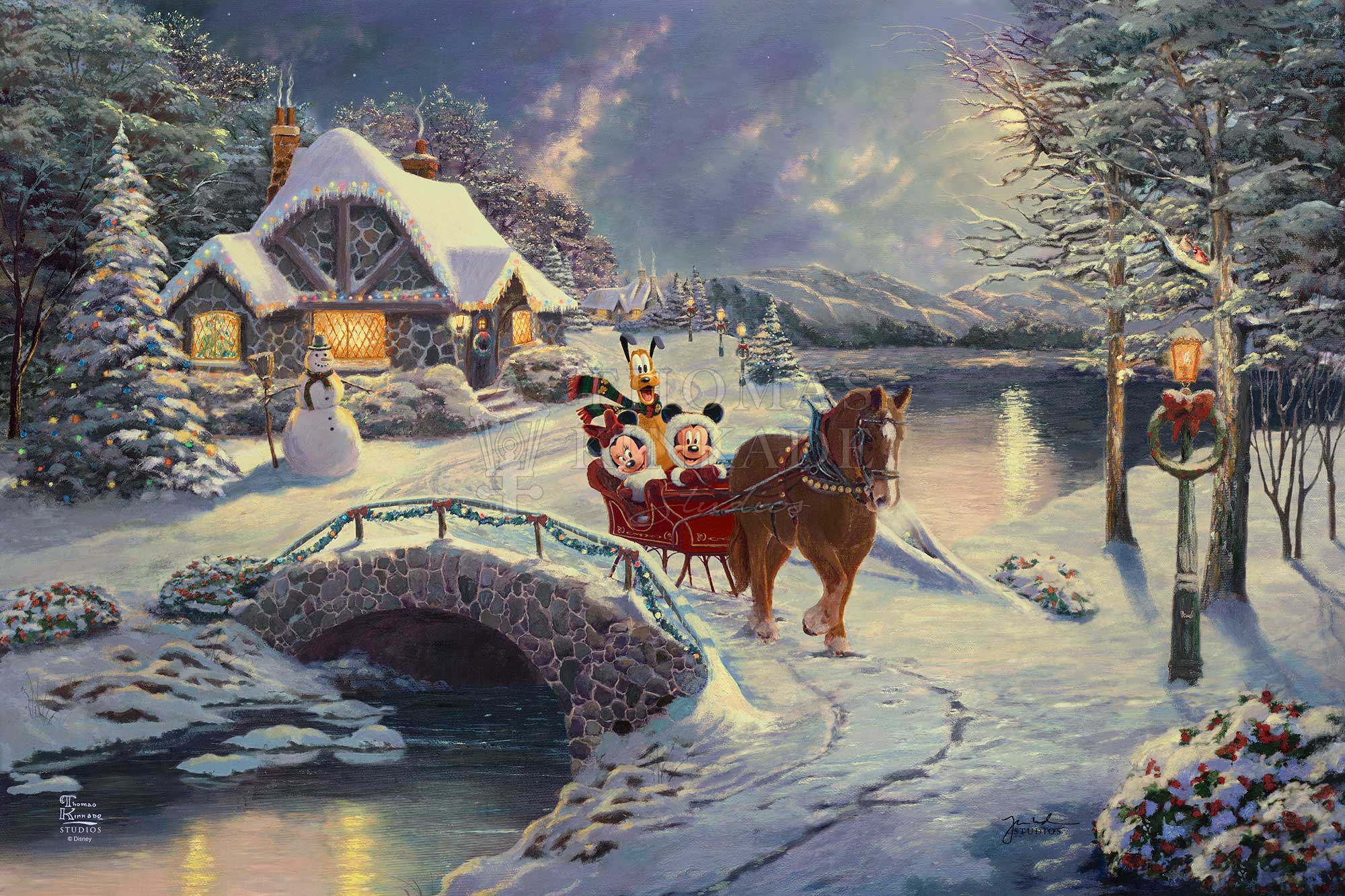 Disney Mickey and Minnie Evening Sleigh Ride - Limited Edition Canvas - Image 17