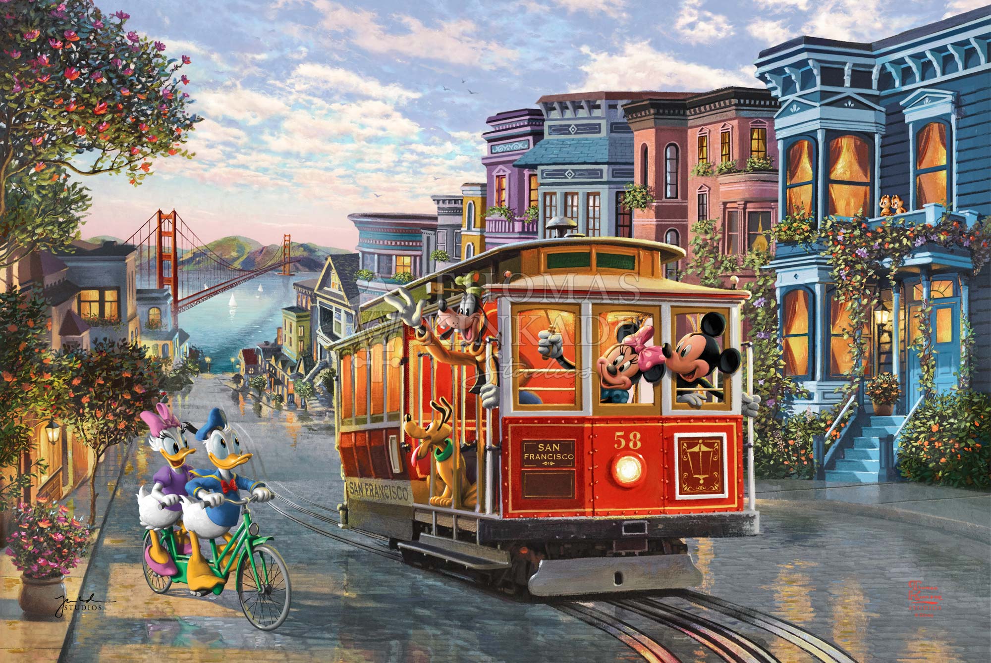 Disney Mickey and Minnie in San Francisco - Limited Edition Canvas - Image 2